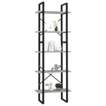 Emlen 60cm Wooden 5 Tier Bookcase In Concrete Effect