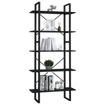 Emlen 80cm Wooden 5 Tier Bookcase In Black