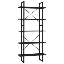 Emlen 80cm Wooden 5 Tier Bookcase In Black