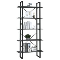 Emlen 80cm Wooden 5 Tier Bookcase In Grey