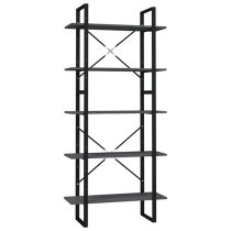 Emlen 80cm Wooden 5 Tier Bookcase In Grey