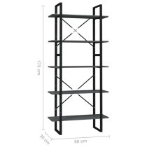 Emlen 80cm Wooden 5 Tier Bookcase In Grey