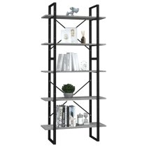 Emlen 80cm Wooden 5 Tier Bookcase In Concrete Effect