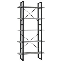 Emlen 80cm Wooden 5 Tier Bookcase In Concrete Effect