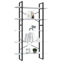 Emlen 100cm Wooden 5 Tier Bookcase In White