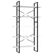 Emlen 100cm Wooden 5 Tier Bookcase In White