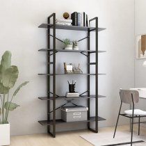 Emlen 100cm Wooden 5 Tier Bookcase In Grey