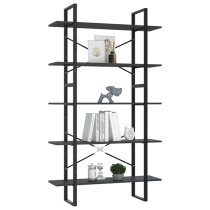 Emlen 100cm Wooden 5 Tier Bookcase In Grey