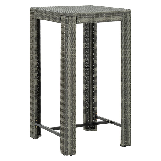 Yuna 60.5cm Poly Rattan Garden Bar Table In Grey