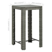 Yuna 60.5cm Poly Rattan Garden Bar Table In Grey