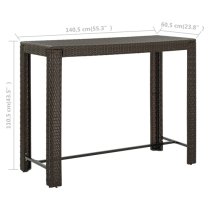 Yuna 140.5cm Poly Rattan Garden Bar Table In Brown