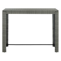 Yuna 140.5cm Poly Rattan Garden Bar Table In Grey