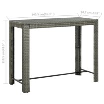 Yuna 140.5cm Poly Rattan Garden Bar Table In Grey