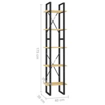 Emlen Small Solid Pinewood 5 Tier Bookcase In Natural