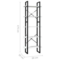 Emlen Medium Solid Pinewood 5 Tier Bookcase In White