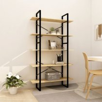 Emlen Extra Large Solid Pinewood 5 Tier Bookcase In Natural