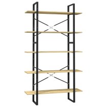 Emlen Extra Large Solid Pinewood 5 Tier Bookcase In Natural