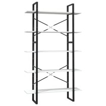 Emlen Extra Large Solid Pinewood 5 Tier Bookcase In White