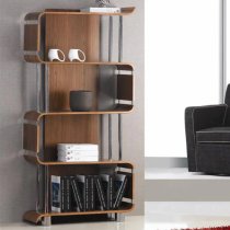 Herning Wooden Bookshelf In Real Walnut Veneer With Chrome Tubes