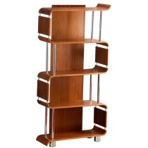 Herning Wooden Bookshelf In Real Walnut Veneer With Chrome Tubes