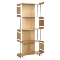 Herning Wooden Bookshelf In Real Oak Veneer With Chrome Tubes