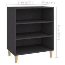 Larya Wooden Bookcase With 3 Shelves In Grey