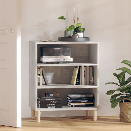 Larya Wooden Bookcase With 3 Shelves In Concrete Effect