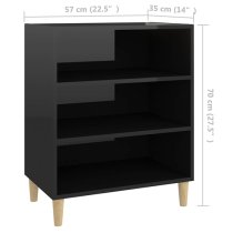 Larya High Gloss Bookcase With 3 Shelves In Black