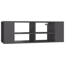 Taisa Wooden Wall Hung TV Stand With Shelves In Grey