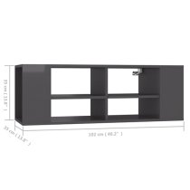 Taisa Wooden Wall Hung TV Stand With Shelves In Grey