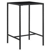 Selah 70cm Glass Top Bar Table With Poly Rattan Frame In Black