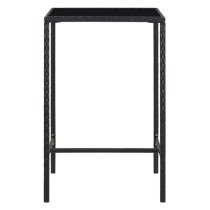 Selah 70cm Glass Top Bar Table With Poly Rattan Frame In Black