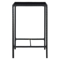 Selah 70cm Glass Top Bar Table With Poly Rattan Frame In Black