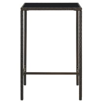 Selah 70cm Glass Top Bar Table With Poly Rattan Frame In Brown