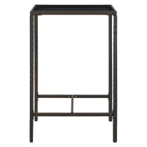 Selah 70cm Glass Top Bar Table With Poly Rattan Frame In Brown