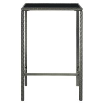 Selah 70cm Glass Top Bar Table With Poly Rattan Frame In Grey