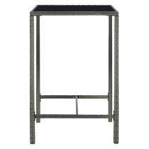 Selah 70cm Glass Top Bar Table With Poly Rattan Frame In Grey