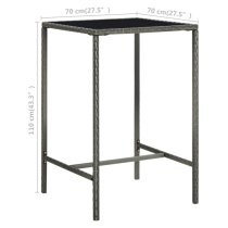 Selah 70cm Glass Top Bar Table With Poly Rattan Frame In Grey