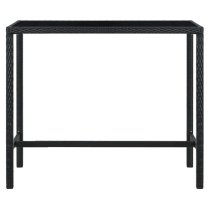 Selah 130cm Glass Top Bar Table With Poly Rattan Frame In Black