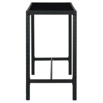 Selah 130cm Glass Top Bar Table With Poly Rattan Frame In Black