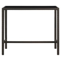 Selah 130cm Glass Top Bar Table With Poly Rattan Frame In Brown