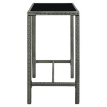 Selah 130cm Glass Top Bar Table With Poly Rattan Frame In Grey