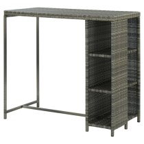 Selah Poly Rattan Bar Table With Storage Rack In Grey