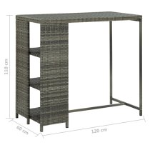 Selah Poly Rattan Bar Table With Storage Rack In Grey