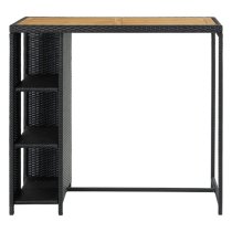 Selah Poly Rattan Bar Table With Storage Rack In Oak And Black