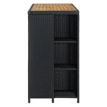 Selah Poly Rattan Bar Table With Storage Rack In Oak And Black