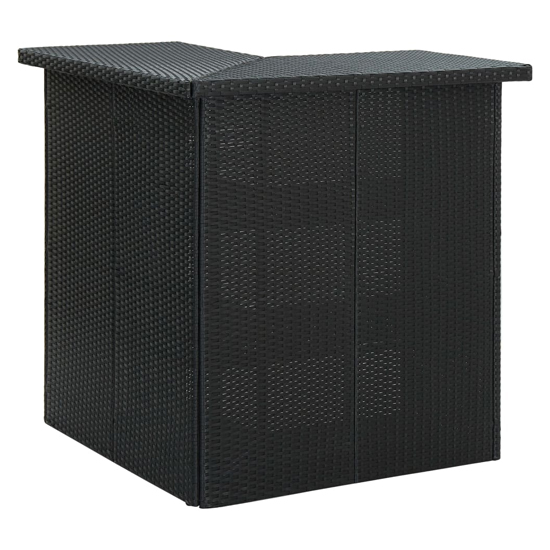 Selah Corner Poly Rattan Garden Bar Table In Black