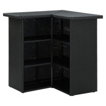 Selah Corner Poly Rattan Garden Bar Table In Black