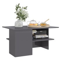 Jalie High Gloss Coffee Table With Undershelf In Grey