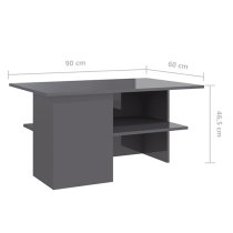 Jalie High Gloss Coffee Table With Undershelf In Grey